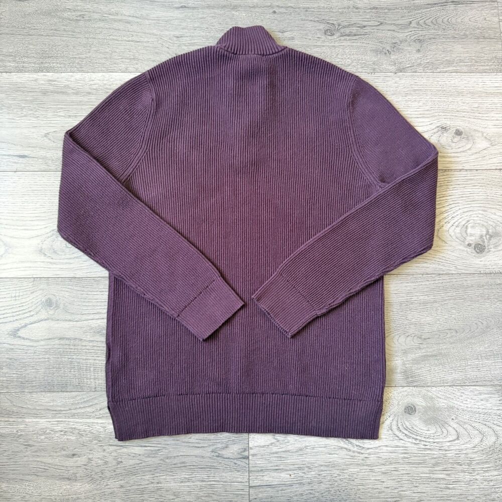 Express Men’s Burgundy Ribbed Knit Mock Neck Sweater Zip Button - Size Large - Picture 7 of 7